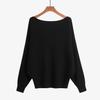 Autumn Winter Women's Plus Size One-Shoulder Cable Knit Batwing Sweater Pullover