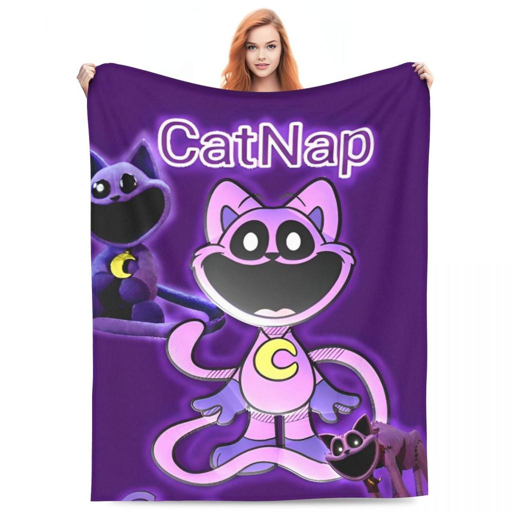 Catnap Knitted Blanket Velvet Cartoon Toy Ultra-Soft Throw Blanket for Airplane Travel Bed Rug