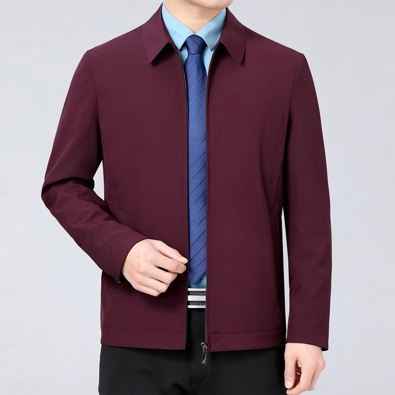 High-end lapel jacket for middle-aged men in spring and autumn mulberry silk business casual loose tops for middle-aged and elderly dads