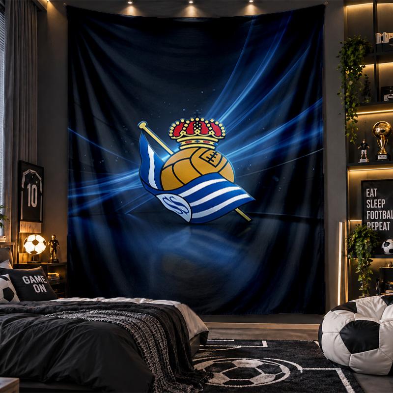 Wall Hanging Tapestry Real Sociedad FC Print Cloth for Living Room Bedroom Home Decor