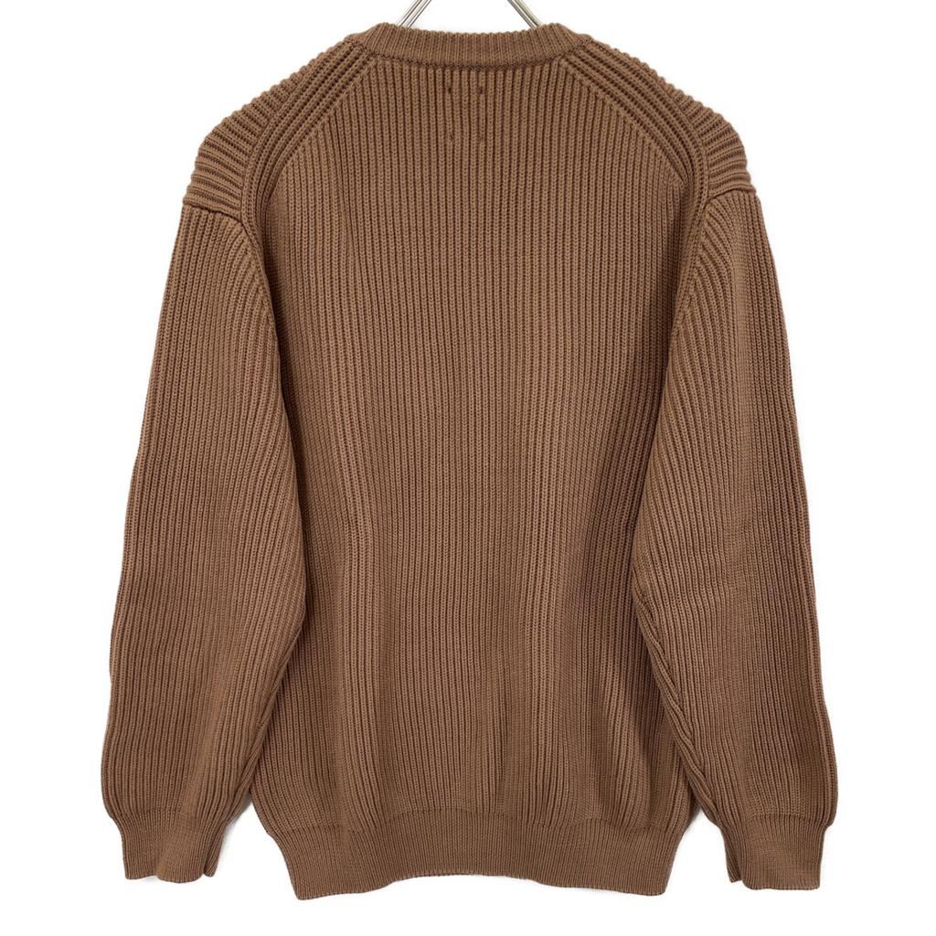 BATONER BN-21FW-028 Brown Wool 5 Gauge Signature Rib Knit Mock Neck Knit Tops 2 BrownUsed