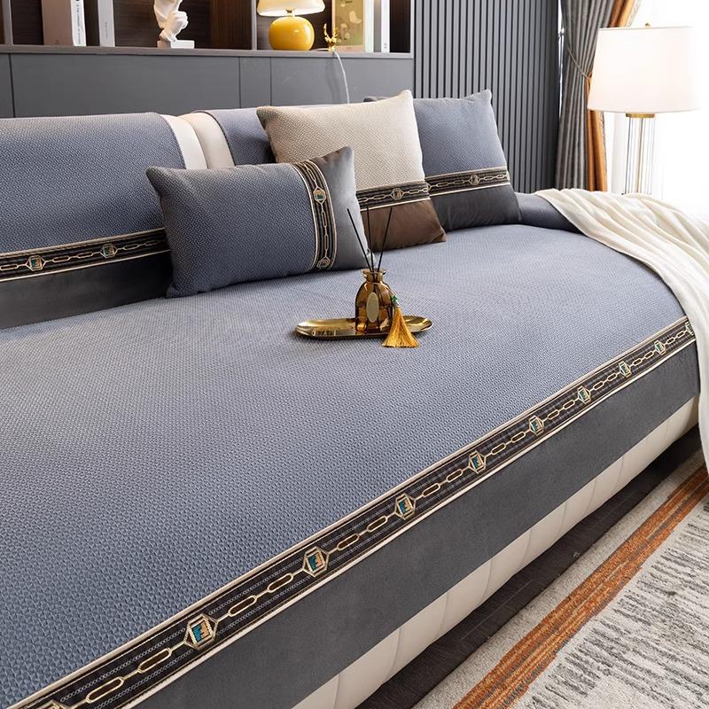 

Подушка для дивана из синели, всесезонная универсальная противоскользящая подушка для сиденья в гостиной, современный светлый роскошный оранжевый чехол для дивана, полотенце на спинке 70*70cm