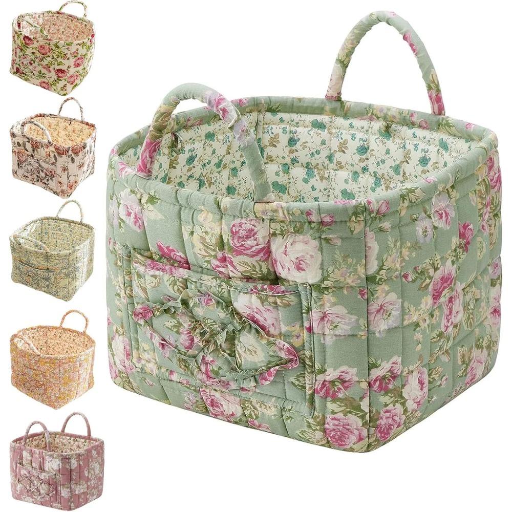 Boho-Stil Stoff-Aufbewahrungskorb, Boho-Blumen-Wäschekorb, Stoff-Aufbewahrungskorb mit großem Fassungsvermögen, dekorativer Aufbewahrungskorb