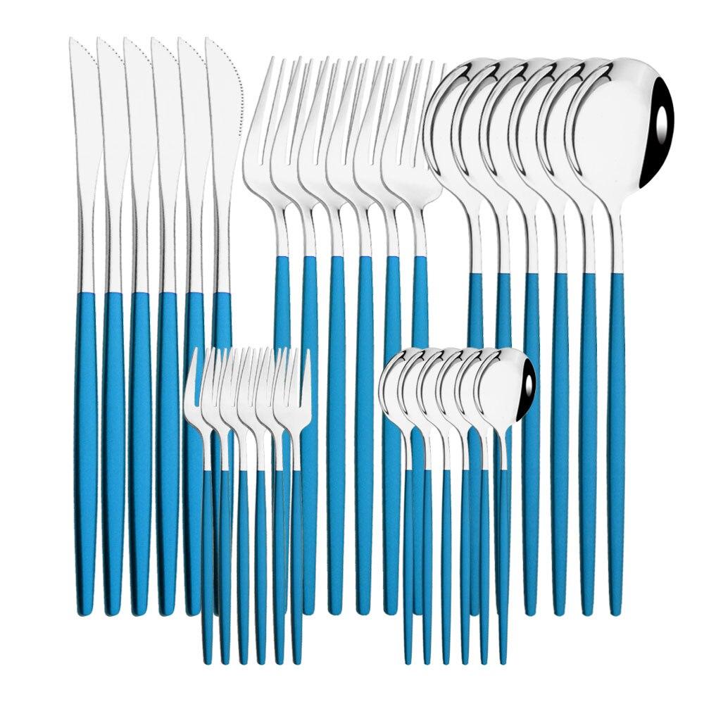30pcs Gold Dinnerware Set Stainless Steel Dinner Knife Fork Coffee Spoon Teaspoon Flatware Dishwasher Safe Kitchen Tableware Set