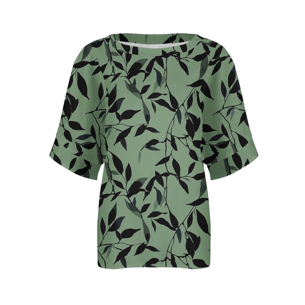 Women's Fashionable Casual Round Neck Printed Top Loose Top Printed Top Loose Top
