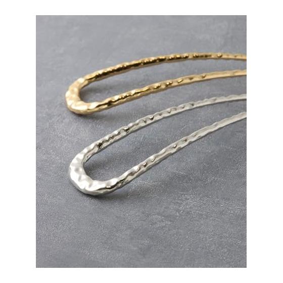 VINGTAINE Hammered Metal Double-Prong Hair Stick Comb for Easy Updos - Casual Chic Hair Accessory (Silver)