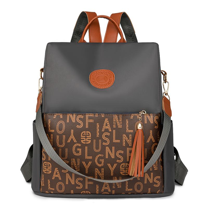 

Контрастный рюкзак с буквенным принтом, женский рюкзак большой вместимости для путешествий серый