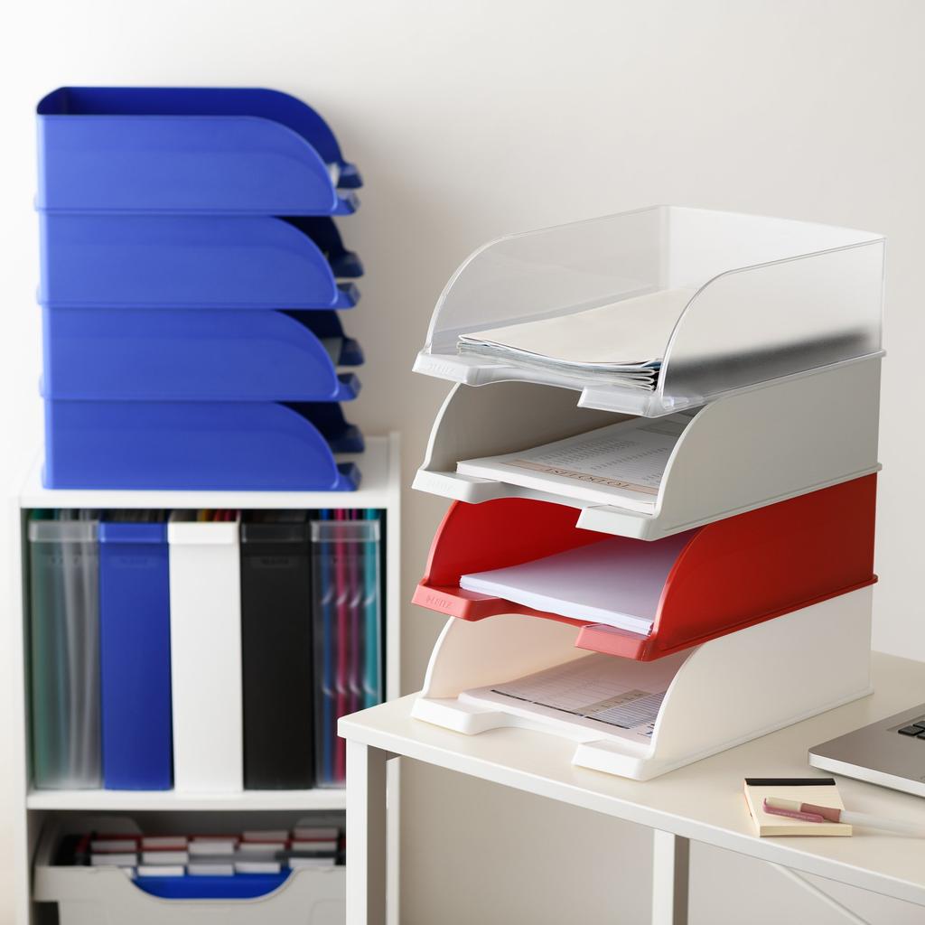 LEITZ Plus Letter Tray Jumbo A4 Vertical 700 Sheet Capacity Clear 5233-00-03