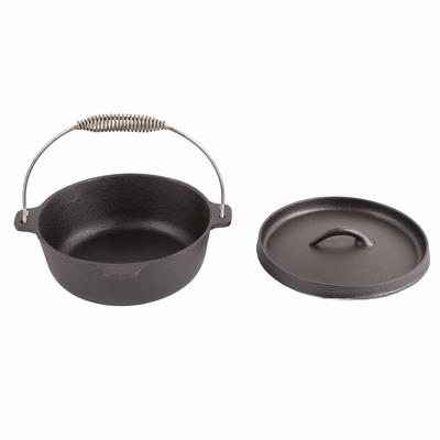 Camping Pot Cast Iron Pre Seasoned Prevent Stick Outdoor Cooking Pot with Lid for Picnic Hiking BBQ