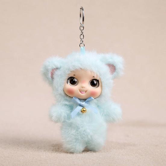 Plush Doll Keychain Cute Vinyl Face Doll Collectible Toy Soft Fluffy Bag Charm for Wallet Backpack Accessory