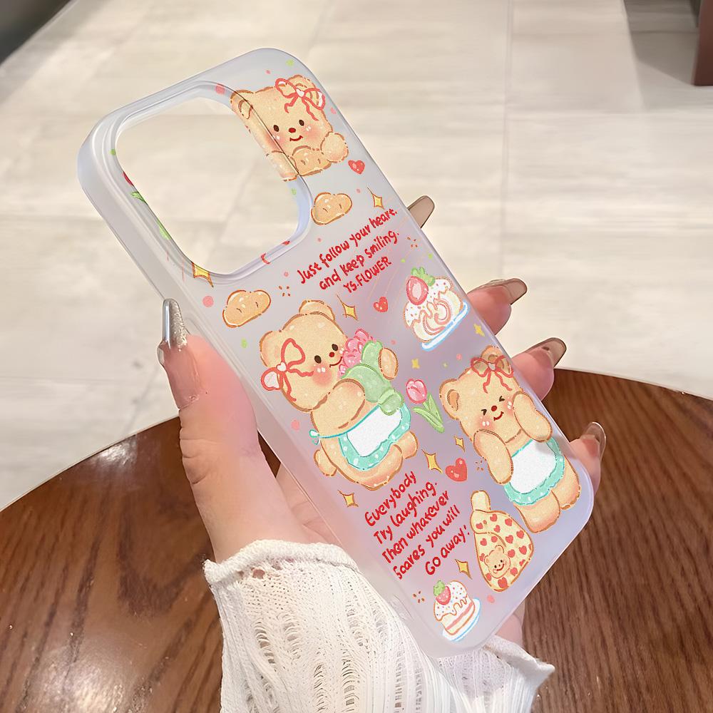 Mobile Phone Cases for iPhone 11 13 15 Pro Max 12 14 Pro Max Case iPhone 16 15 Plus 13 Pro 12 Frosted Texture Painted Cartoon Flowers