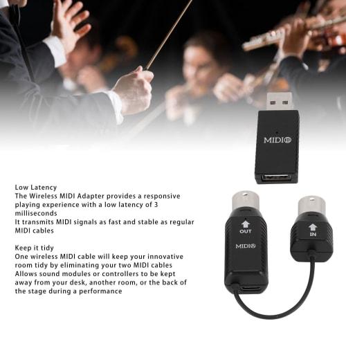 Wireless MIDI Adapter, 2.4GHz Wireless MIDI Adapter, MIDI Controller for Digital Pianos, Keyboards, and Drums, for OS X