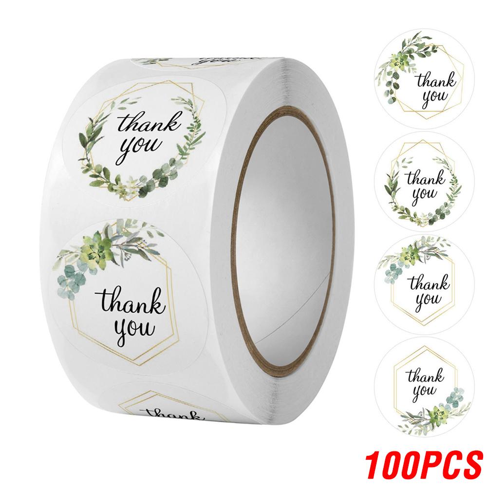 100-500pcs Thank You Round Sticker Scrapbook Envelope Seal Sticker Gift Flower Decoration Stationery Label Stickers