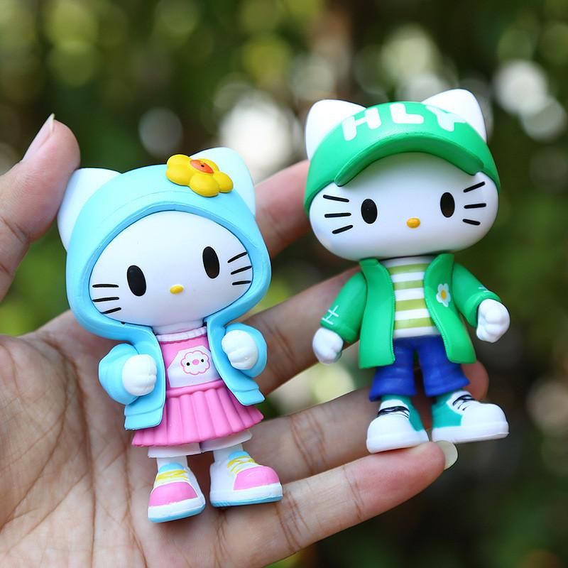 Adorable Kt Cat Figurine Cute Fashionable Pvc Cat Doll For Home Desk Decoration