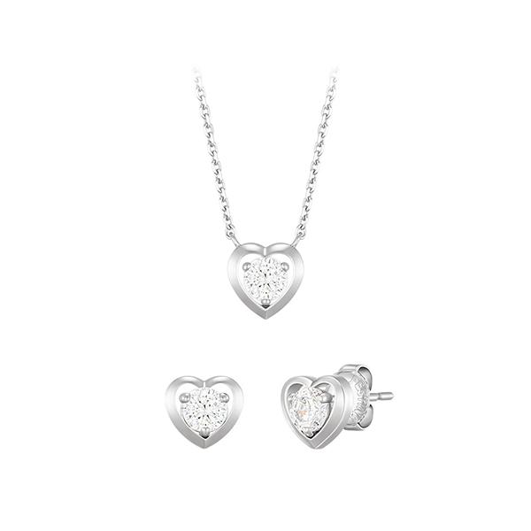 Jestina Whitemond Heart Frame Necklace + Earrings Set (Set-J0-0108)