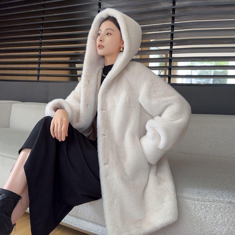 Abrigo Chaqueta Invierno con Capucha de Lujo para Mujer Abrigo Cálido Moda Exterior