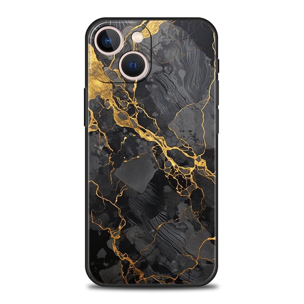 Watercolor Marble Phone Case For iPhone 17 16 15 Pro Max 11 12 13 14 7 8 Plus SE 2020 X XR XS Cover Soft Black