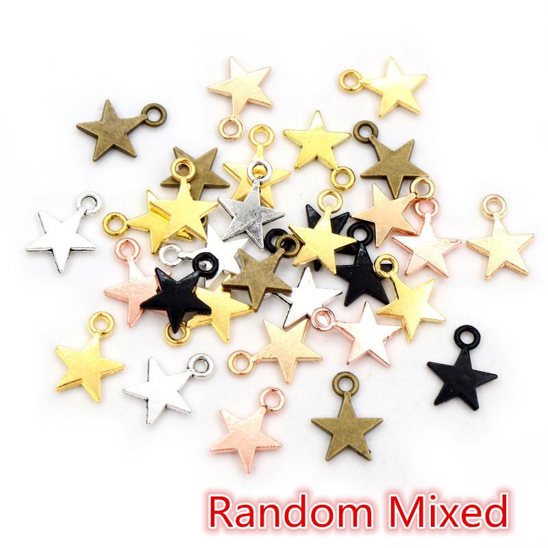100 Stück Charms Stern 11x8mm Handgefertigt Bastelanhänger Herstellung passend, Vintage Tibetische Bronze Silber Farbe, DIY Für Armband Halskette