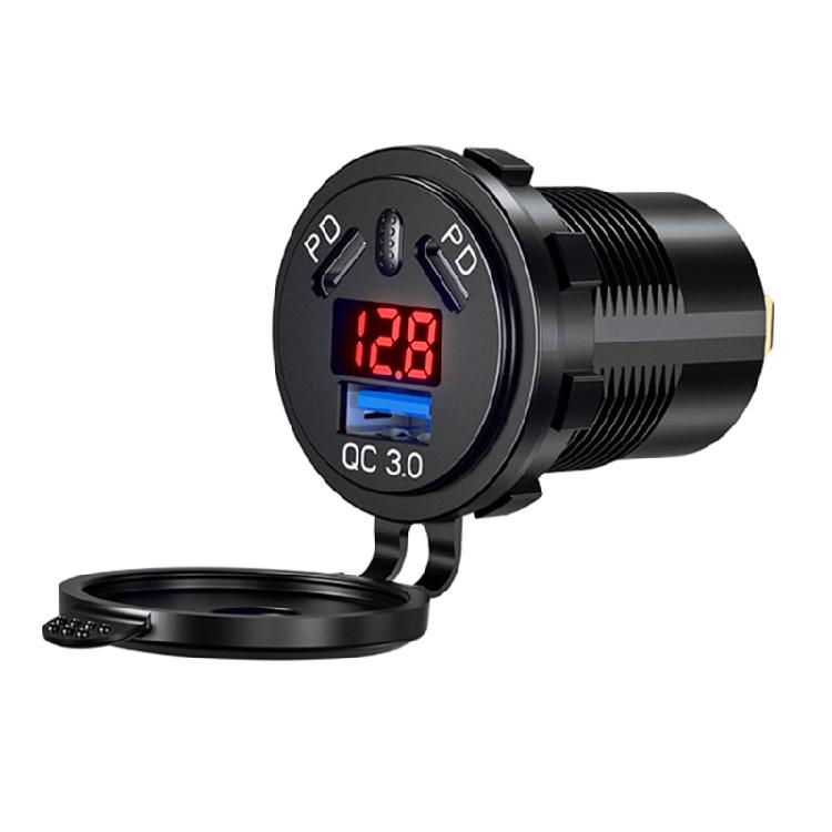 45W USB C Quick Charger 18W USB Charger Socket Waterproof with LED Voltmeter for Car Boats Marine Bus Truck Motorcycle