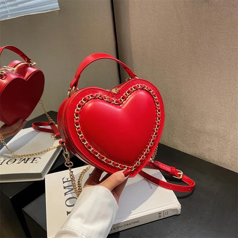 Chic Sweet Heart Crossbody Bags for Women JK Lolita Bag Solid Kawaii Shoulder Bag Office Lady Uniform PU Pack Bolso Mujer 2026