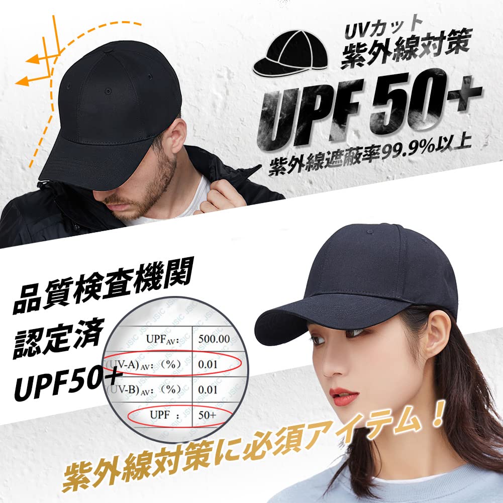 [Andeor] Men's Cap, Large Size Hat, 100% Cotton, Extra Large 60-65cm, Measured by a Professional Organization UPF50+, Men's Cap, Deep, UV Protection,