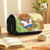 1pc Puppy'S Cozy House 2D Flat Printing Double-Layer Flip Black Pencil Case - Back-To-School Essential Pencil Box, Daily Multifunctional Makeup Bag, L