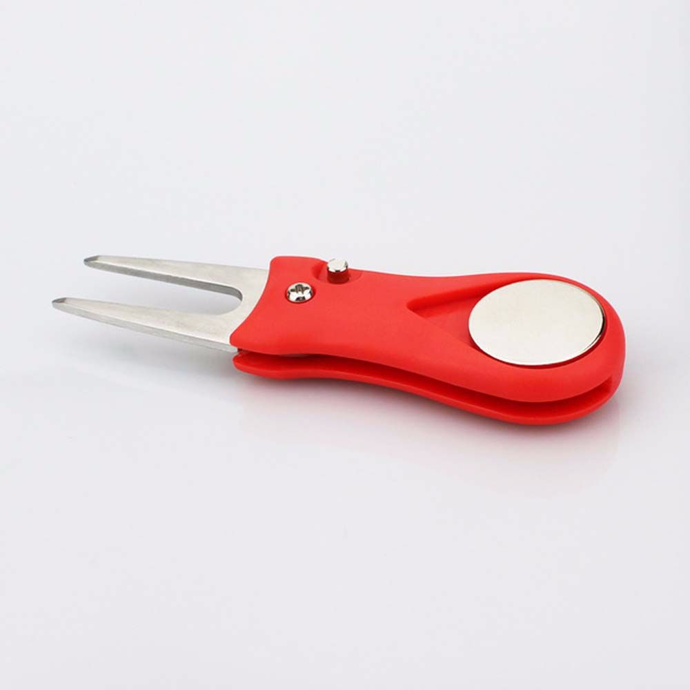 Button Stainless Steel Groove Cleaner Golf Divot Repair Tool Switchblade Pitch Golf Pitchfork