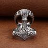 Classic Vintage Viking Thors Hammer Ring For Men Stainless Steel Nordic Odin Rune Rings Fashion Amulet Jewelry Gift