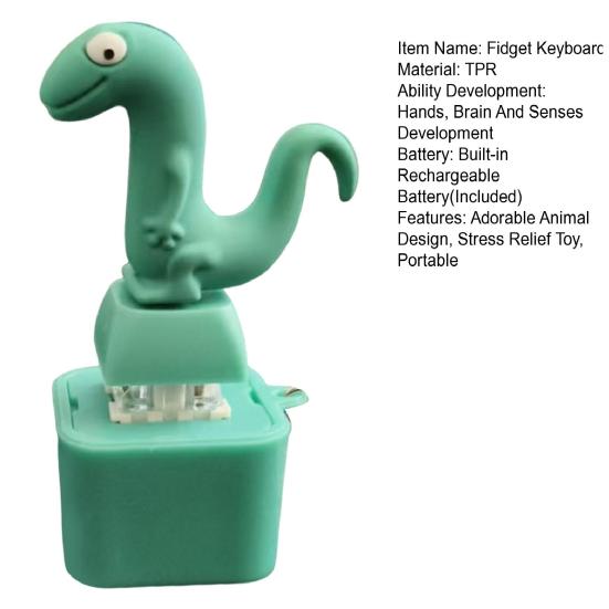 Lizard Button Keychain Fidget Toy with Sound LED Lights Stress Anxiety Relief Frog Keyboard