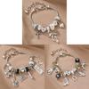 Copper Beaded Bracelet With Zircon Heart Pendant For Women Casual Jewelry Gift
