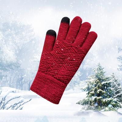 Winter Women's Thickened Velvet Finger-covered Gloves Knitted Anti-freeze Warm Life Touch Screen Magic Gloves
