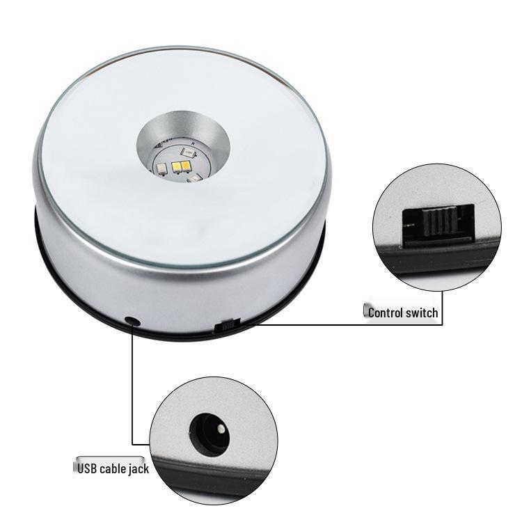 Lampada LED Rotante Multicolore Silenziosa a 90° con Base Scolpita in Cristallo