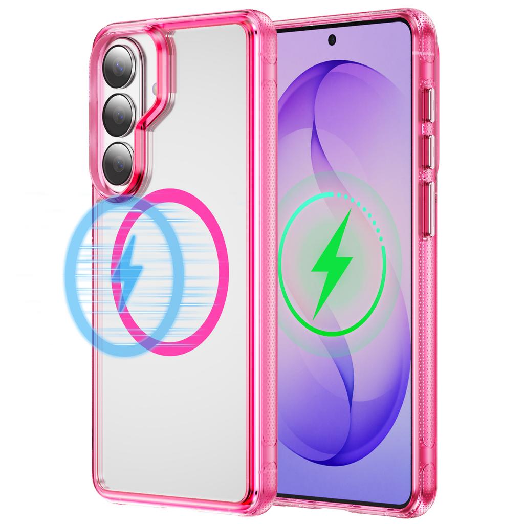 Magnetic Clear Hybrid Shockproof Cases For Samsung S26 S25 S24 Plus Ultra For Magsafe Metal Lens Ring Anti-fall Bumper Cover