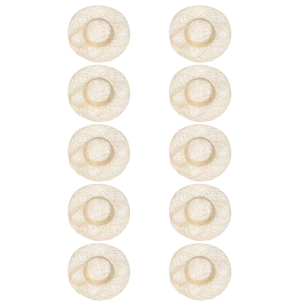 Uxcell 10er-Pack Mini-Strohhüte, 3 Zoll, zum Stricken, für Puppen, Miniatur-Strohhüte, Puppenhaus DIY Basteldekoration Zubehör, Miniaturhaus