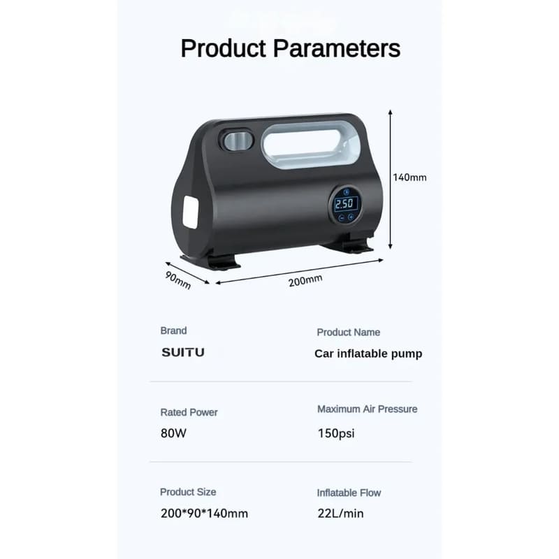 12V High Power Car Air Compressor Portable Universal Electric Air Pump Car Tire Accurate Pressure Measurement Digital Bicycle Pump for Car