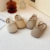 Sandalias Tejidas de Verano para Niños Zapatos de Princesa con Lazo para Niñas Versátiles de Doble Uso Chanclas Frescas Elegantes Ligeras Cómodas Zapatos para Niños