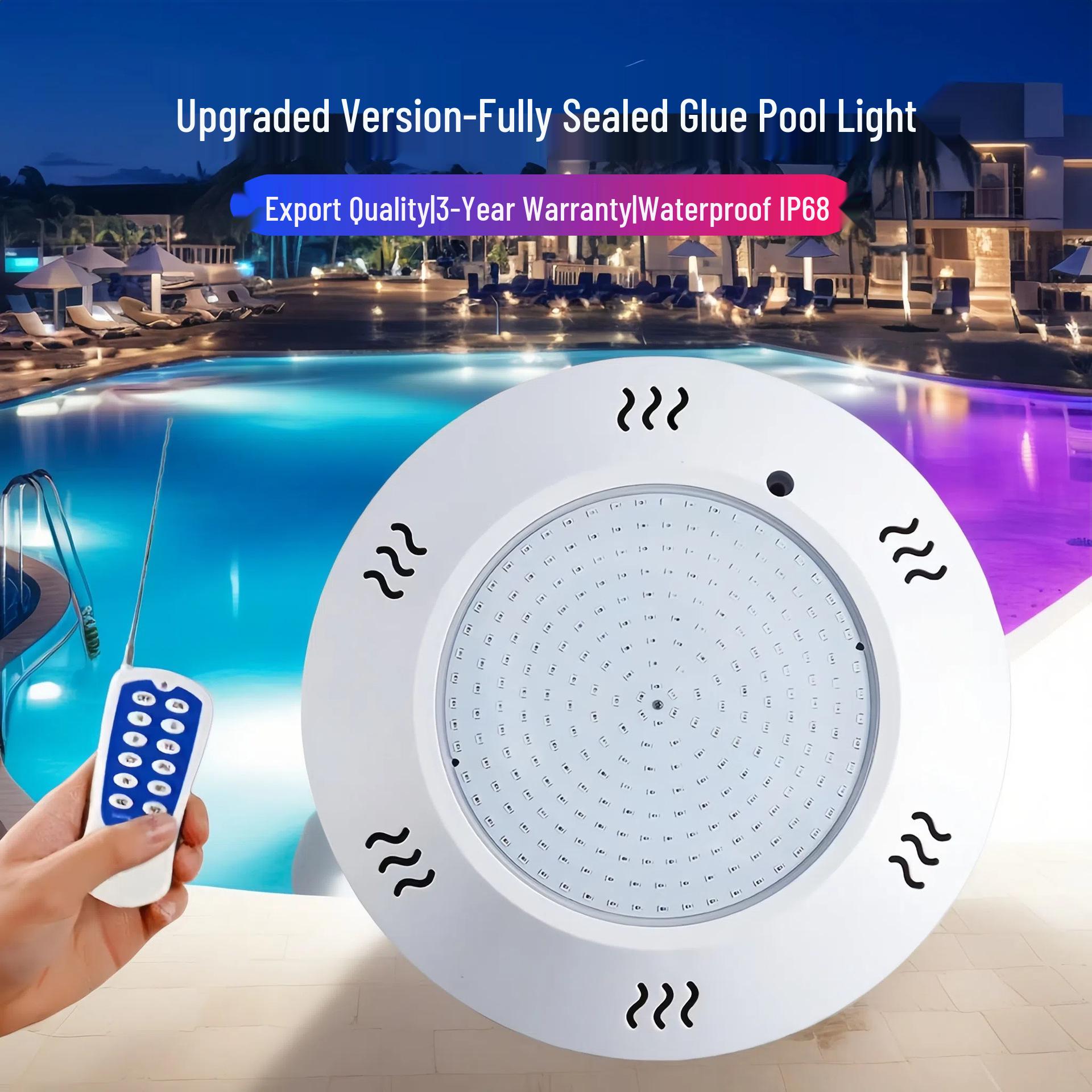 

IP68 Waterproof RGB Pool Light with Remote - Seven-Color LED Underwater Lighting 18W-Diameter 260*H40-AC12V