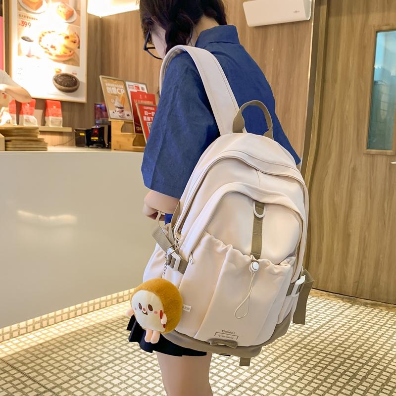 Студенческий рюкзак большой емкости женский рюкзак цветной блок школьный портфель — фото 16