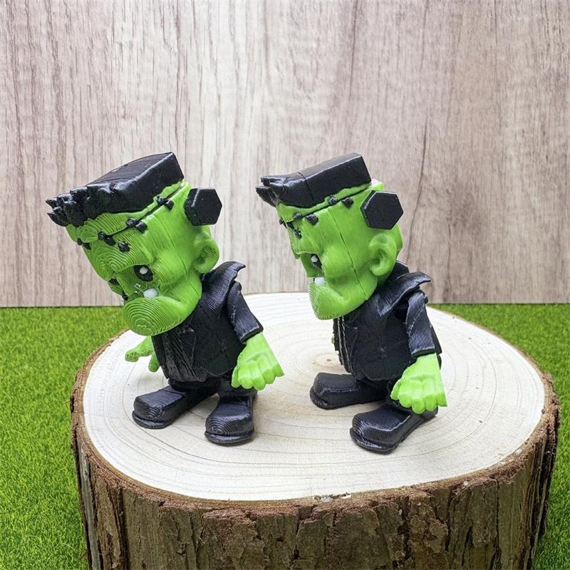 3D-gedruckte Frankenstein Halloween-Figur Grünes Monster Schreibtischdekoration Für Kinderzimmer Ornamente Feiertagsgeschenk Spielzeug