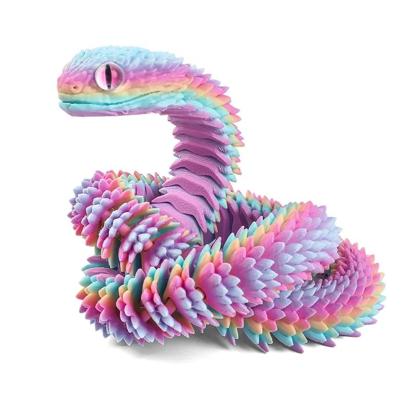 3D Printed Movable Joint Viper-Lifelike Snake Simulation Gradient 3D Animal Model Best Children's Birthday Gift Fun Collectible