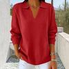 Women's Casual Knit Sweater with Lapel Collar Long Sleeve Color