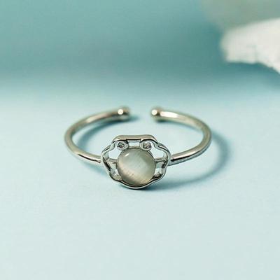 Glückswolken Katzenauge Ruyi Langlebigkeit Offener Ring im Retro-Chinesischen Stil
