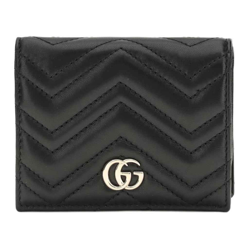 Gucci GG Charme Lam Mini Wallet Women Wallet Light-Gold Black 466492-AAFAX-1000