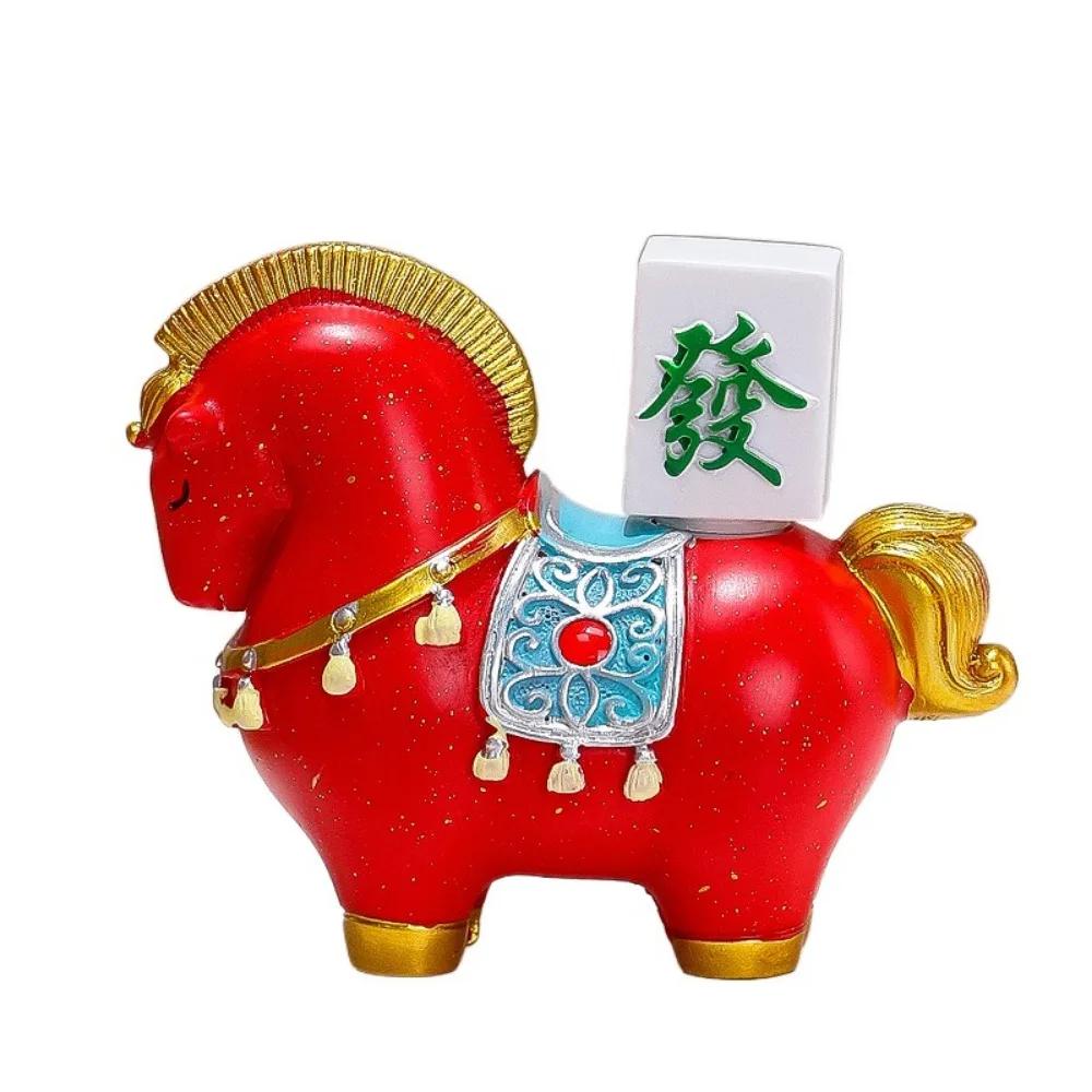 

Cute Resin Horse Figurine Horse Mascot Rotatable Horse Miniature Chinese Style Desktop Ornament Car Decoration