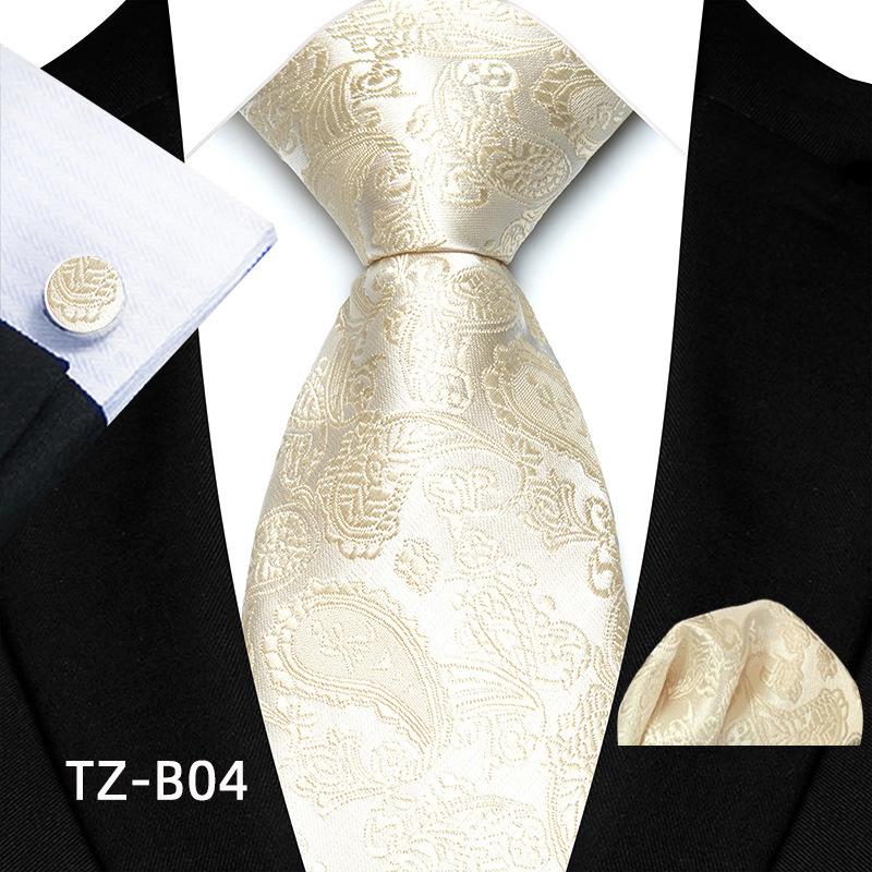 Pattern Men'S Wedding Suit Tie Pocket Towel Cuff Set