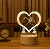 Heart Love Acrylic 3D Night Light USB DIY Kids Bedroom Night Lamp for Valentine's Day Decor Christmas Wedding Cute Gifts 2023