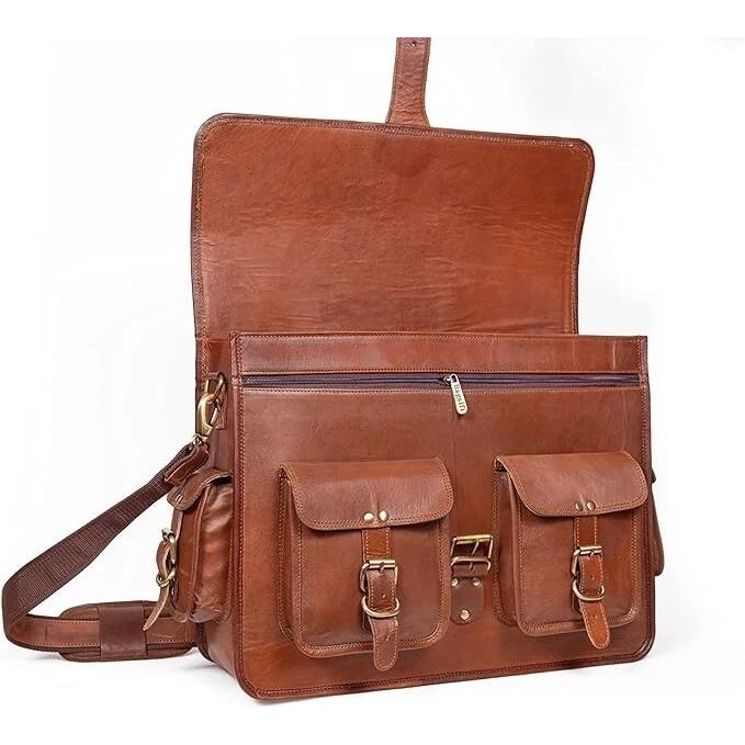 Bag Leather Laptop Messenger Briefcase Shoulder Mens Men Genuine Vintage Satchel