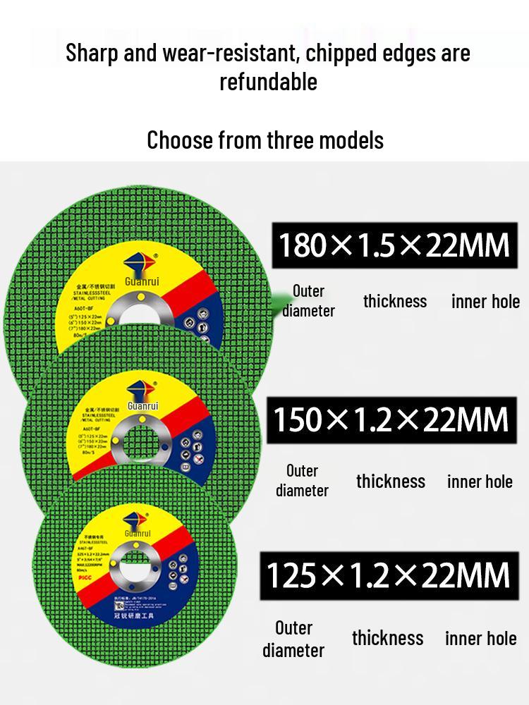 Metal & Stainless Steel Cutting Disc Set: 100/125/150/180mm Polishing & Grinding Wheels for Handheld Grinders