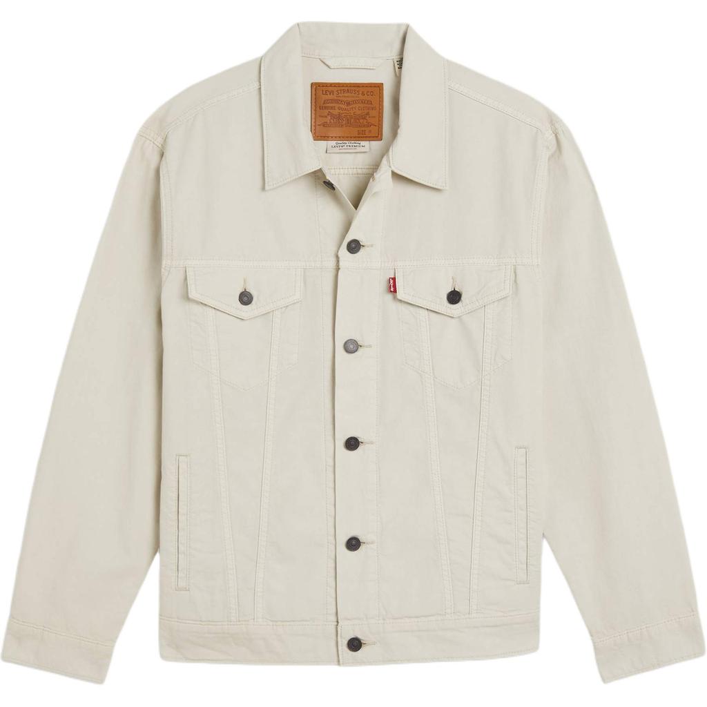 Levis SS25 Linen Denim Series Loose Fit Pointed Collar Jacket With Front Pocket Logo Men Jackets White A5782-0063