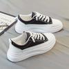 Fashion PU Leather Platform Shoes Flat Female Outdoor Elevator Sneakers Women Tennis Spring Vulcanize Thick-sole Running Trainers 2024